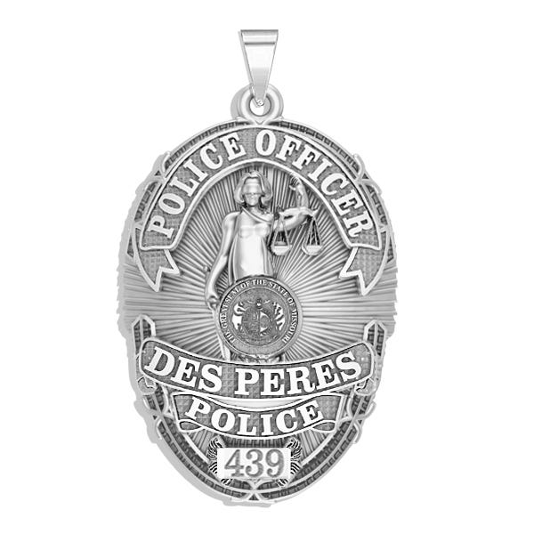 Personalized Des Peres Missouri Police Badge with Your Rank and Number