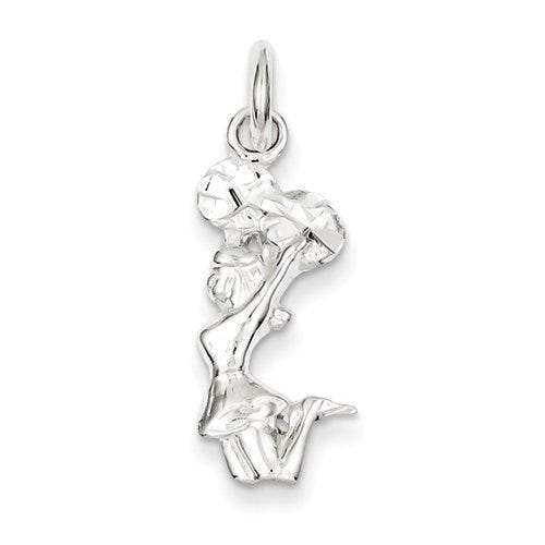 High Polished Jumping 3-D Cheerleader Charm or  Pendant