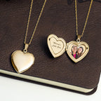 Solid 14K Yellow Gold Classic Heart Photo Locket
