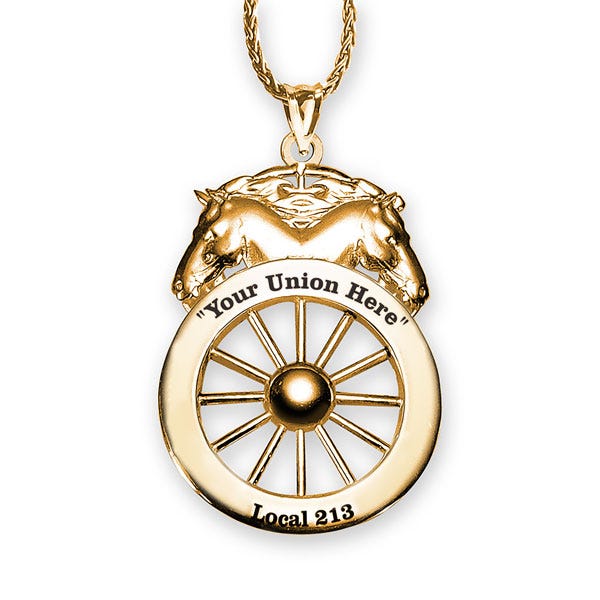 Personalized Teamster Union Badge Necklace