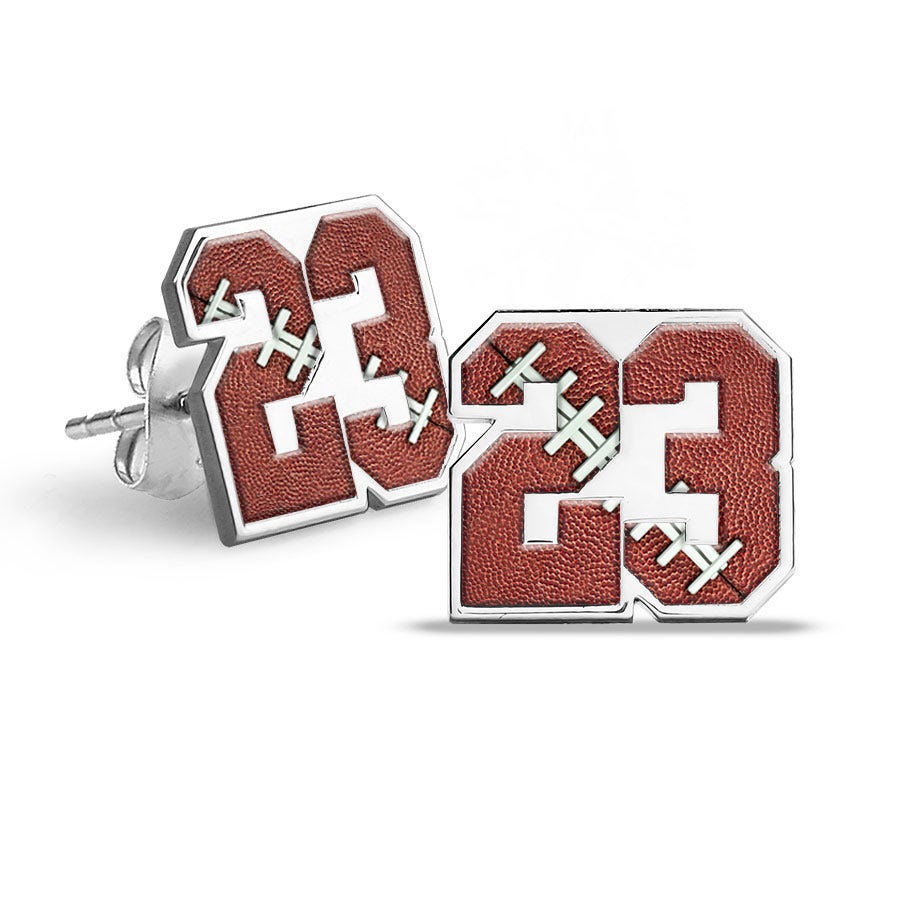 Pair of Sports Number Football Stud Earrings