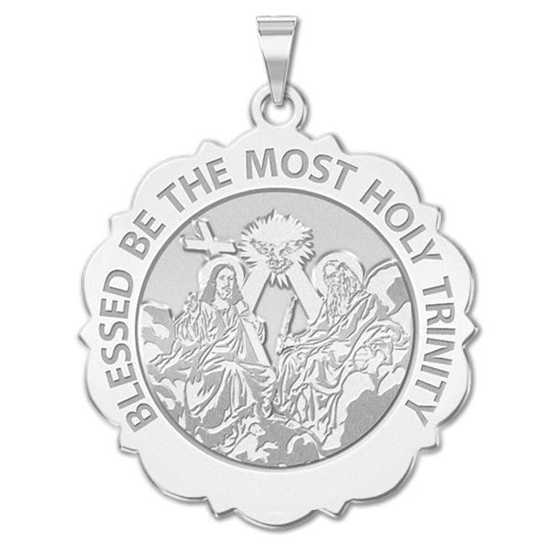 Holy Trinity Scalloped Round Religious Medal