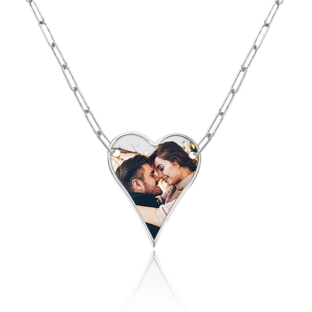 Photo Engraved Heart Necklace with 18" Chain Included