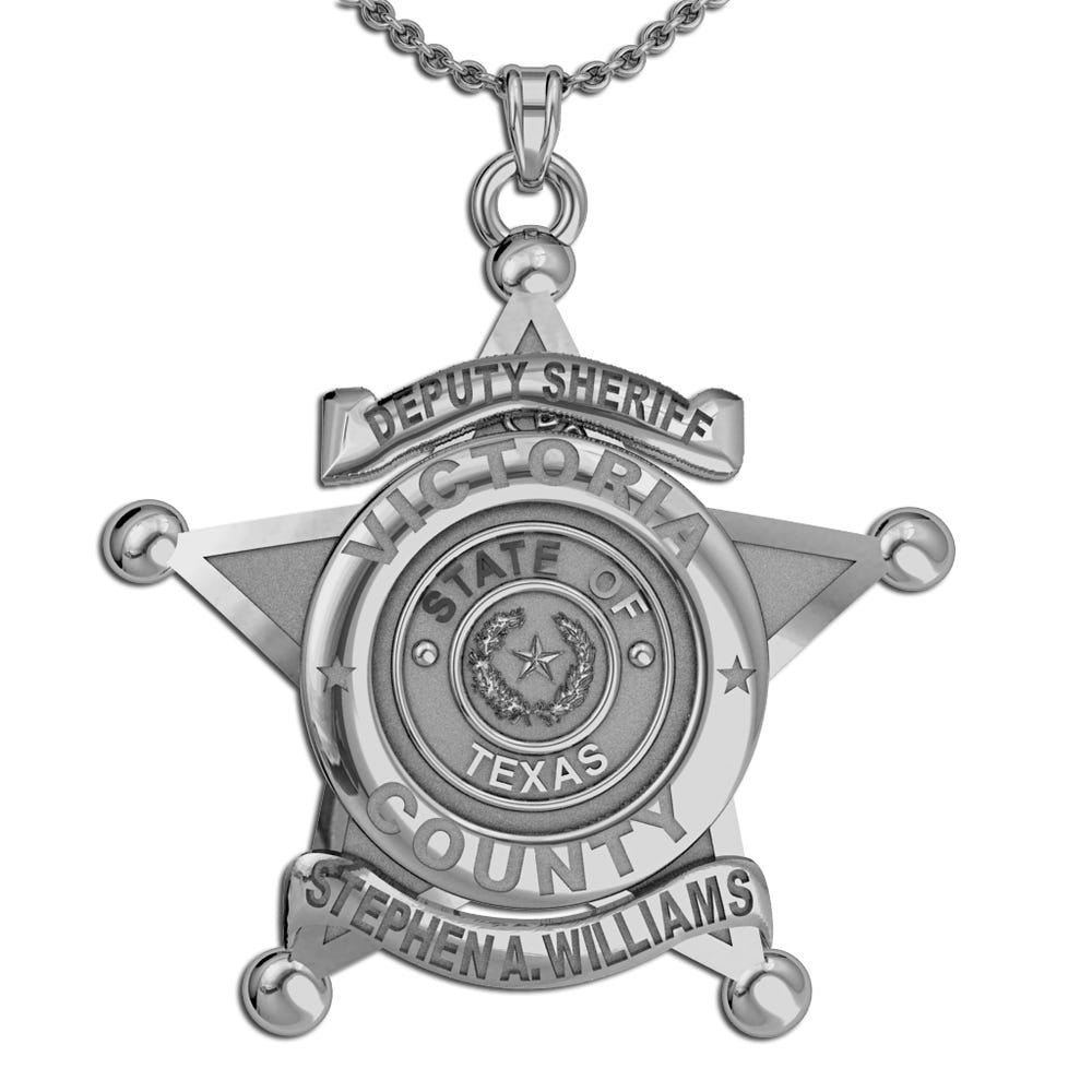 Personalized 5 Point Star Sheriff Badge Necklace or Charm - Shape 3