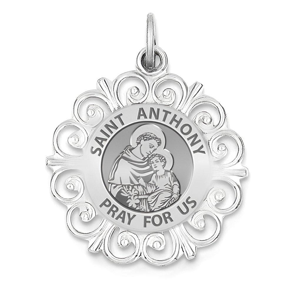 Saint Anthony Round Filigree Religious Medal