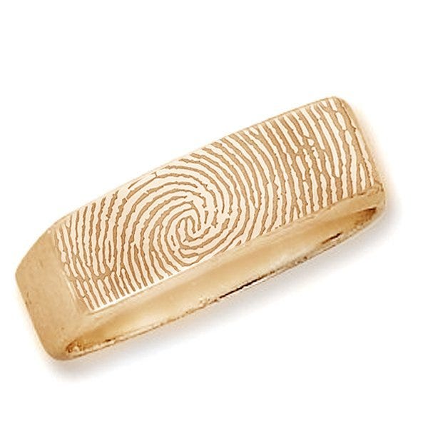 Custom Men's Fingerprint Rectangle Signet Ring