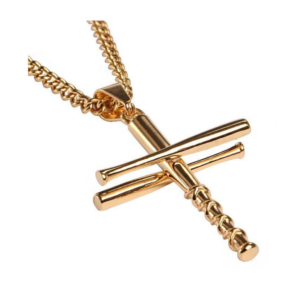 Baseball Bat Cross Pendant with 20 Inch Chain