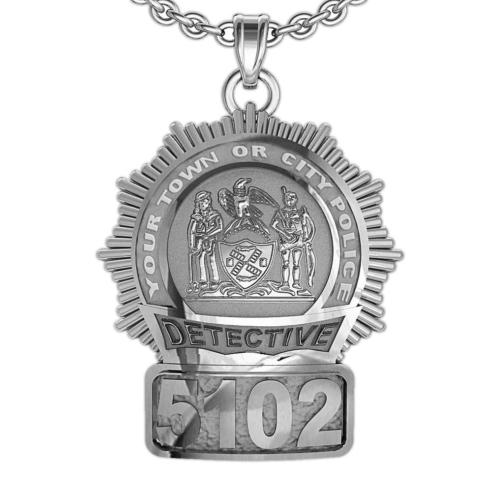 Personalized Police Badge Necklace or Charm - Shape 4