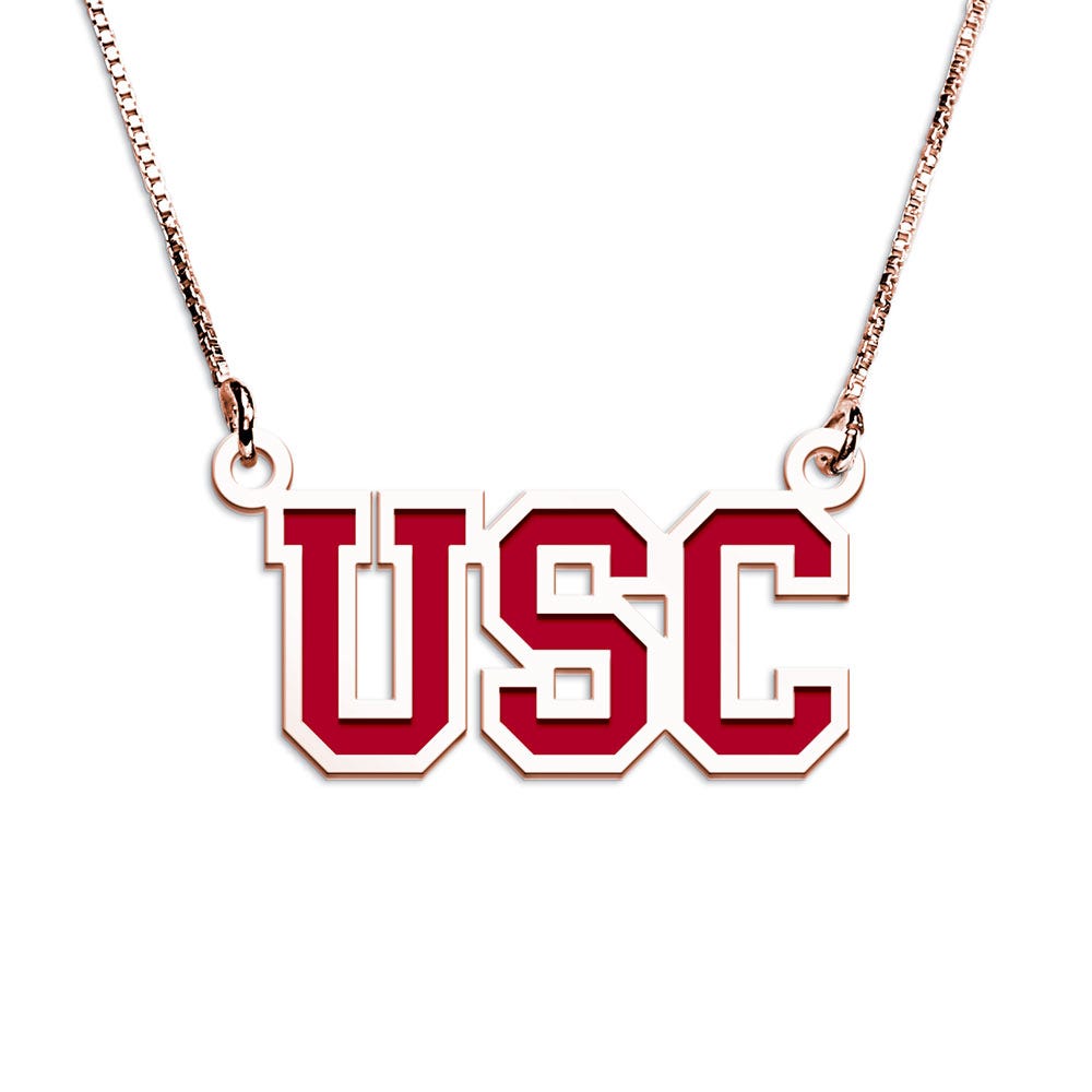 Usc Color Enamel Block Necklace
