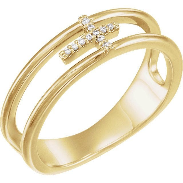 03 Ctw Diamond Negative Space Cross Ring