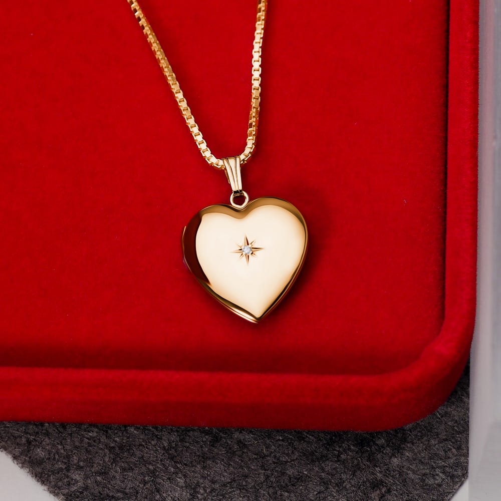 Diamond Heart Photo Locket