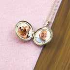 14K Gold Filled Floral Round Photo Locket