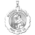 "Blessed Mother" Virgin Mary Scalloped Round Religious Medal