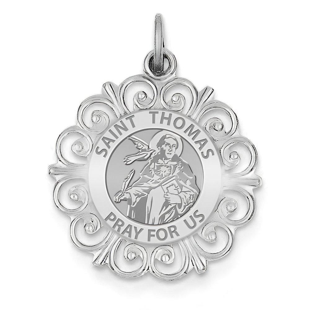 Saint Thomas Aquinas Round Filigree Religious Medal