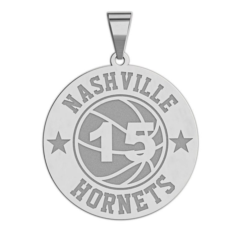 Personalized Basketball Team & Number Round Disc Pendant or Charm
