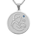 Mother and Son - Round Pendant with Birthstone