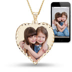 Heart Photo Pendant with Diamond Cut Edge with 18 Inch Chain