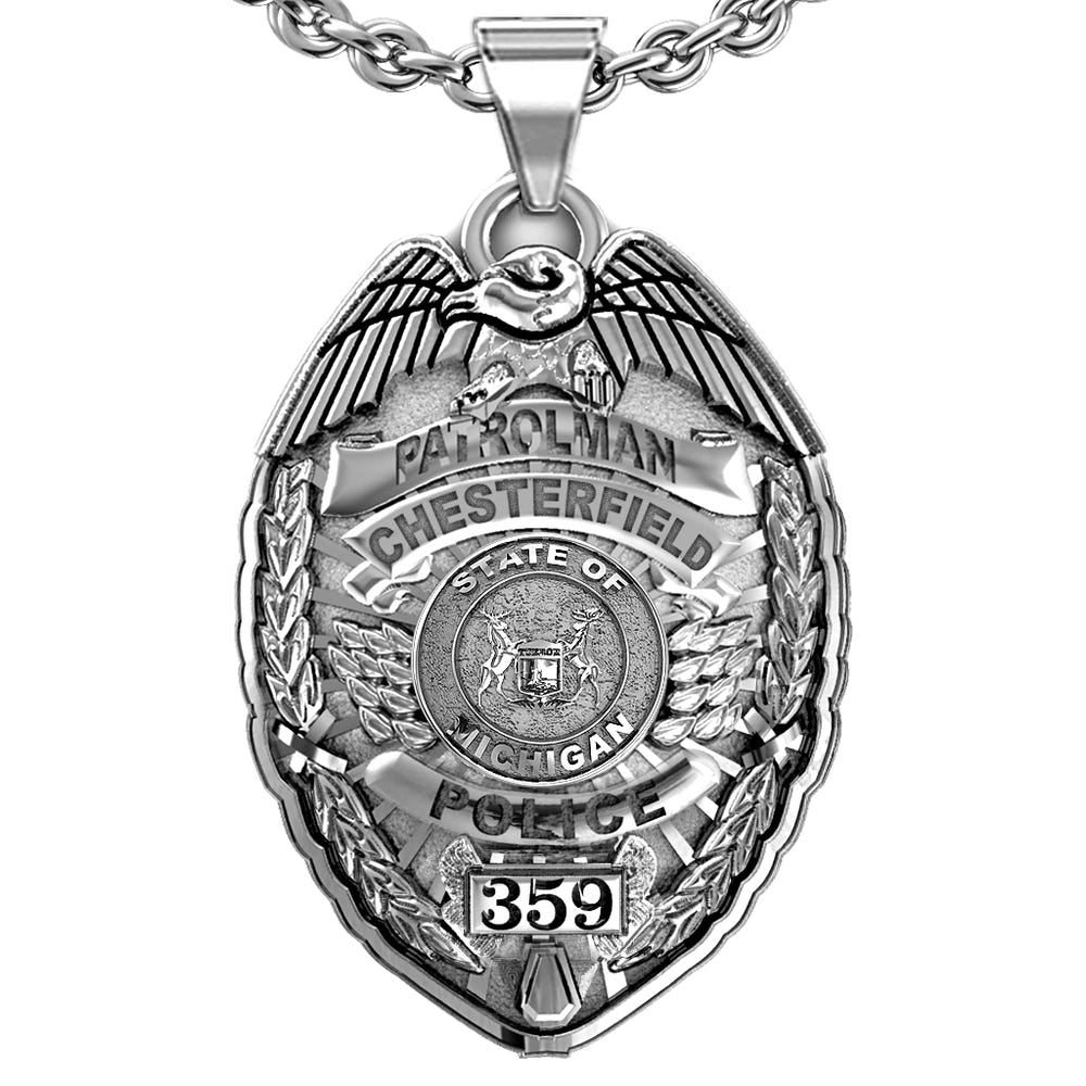 Personalized Michigan Police Badge with Your Name, Rank, Number & Department