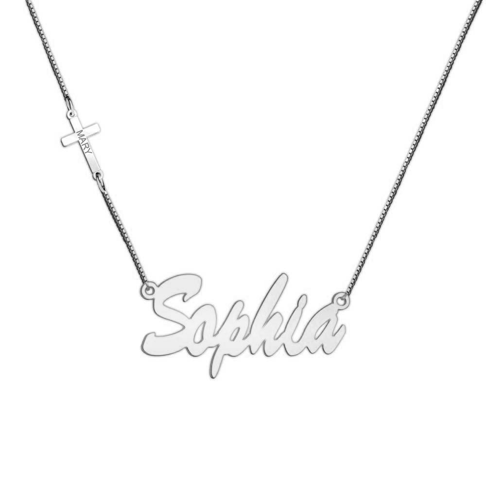 Personalized Cross Charm Name Necklace