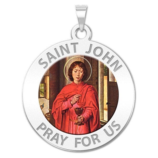 Saint John The Evangelist Religious Medal Color