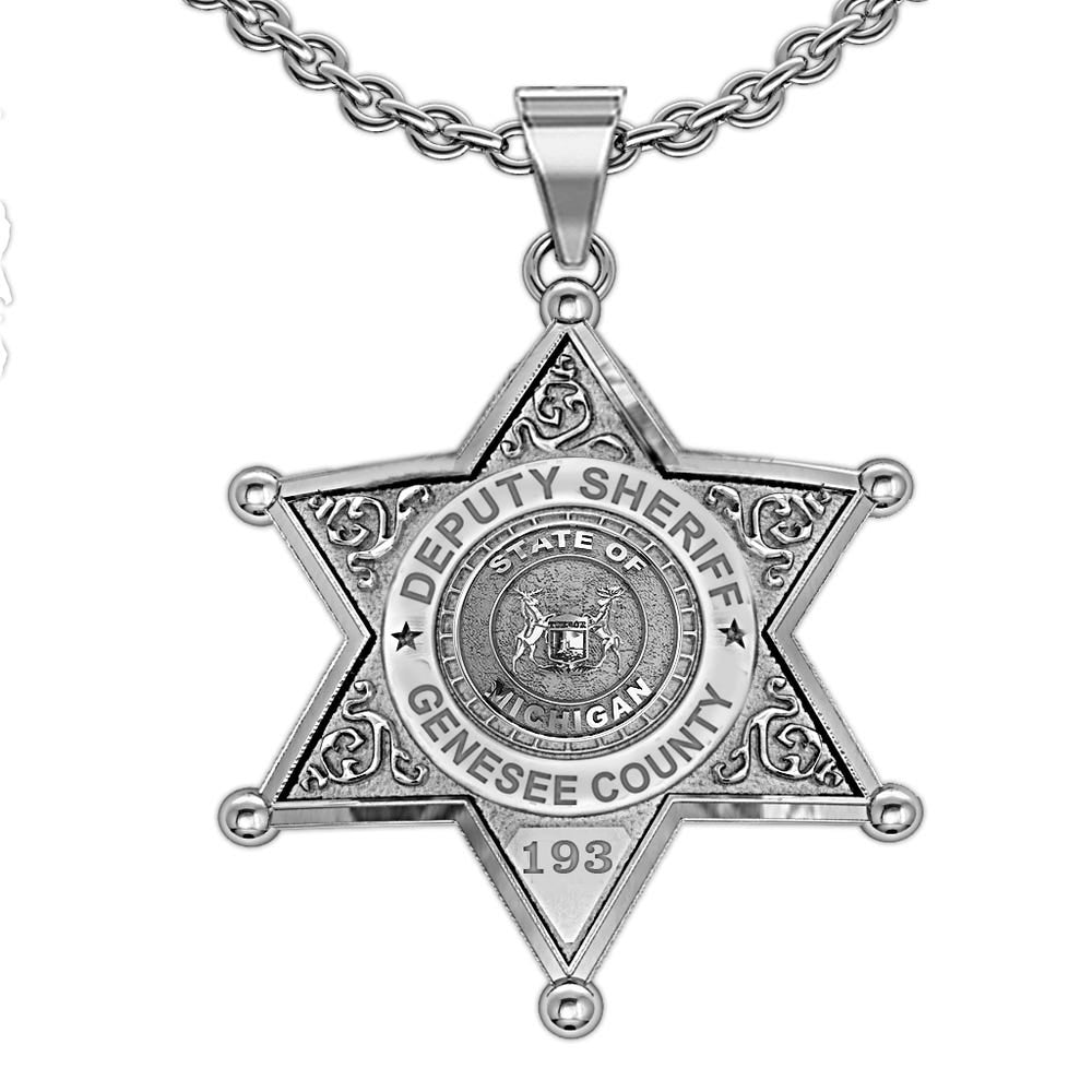 Personalized Michigan Sheriff Badge with Rank, Number & Dept.