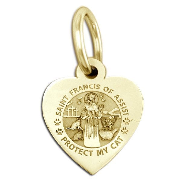 Saint Francis Protect My Cat Heart Tag