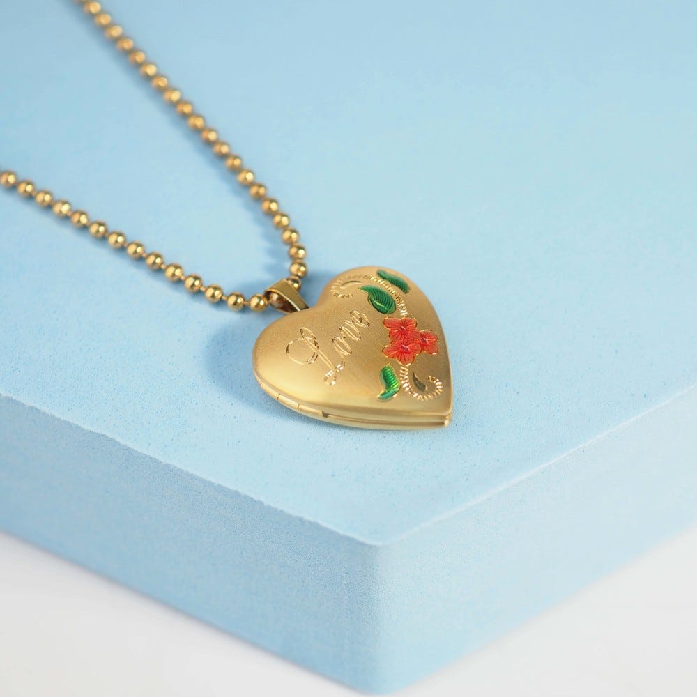 14K Gold Filled Love Heart Photo Locket