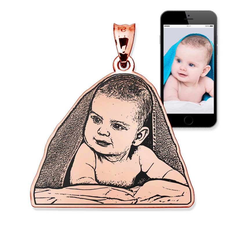 Antiqued Laser Carved Photo Outline Pendant