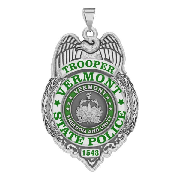 Personalized Vermont State Trooper Police Badge with Your Rank and Number