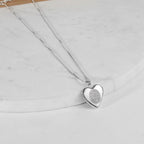 14K White Gold Fingerprint Heart Photo Locket