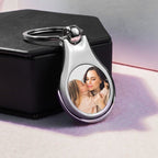 Stainless Steel Engravable Round Photo Keychain