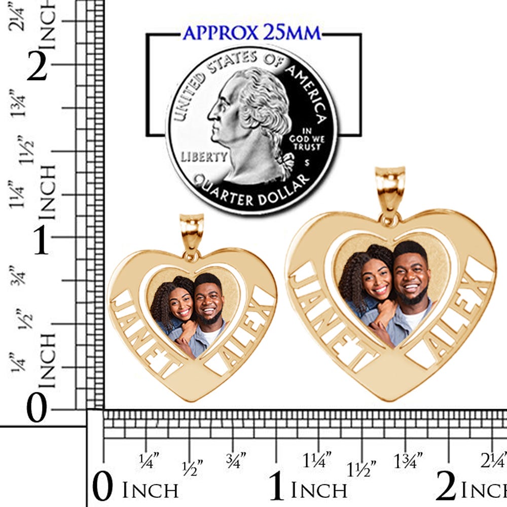 Heart Photo Pendant with Two Names (Cut Out)