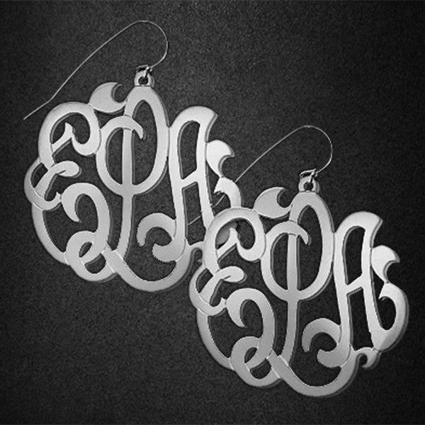 Monogram Fancy Script Earrings with Kidney Wire