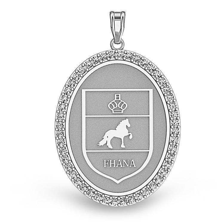 Friesian Diamond Studded Horse Breed Oval Medal