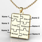 Personalized Family Six Piece Jigsaw Puzzle Pendant - 18 Inch Chain Included
