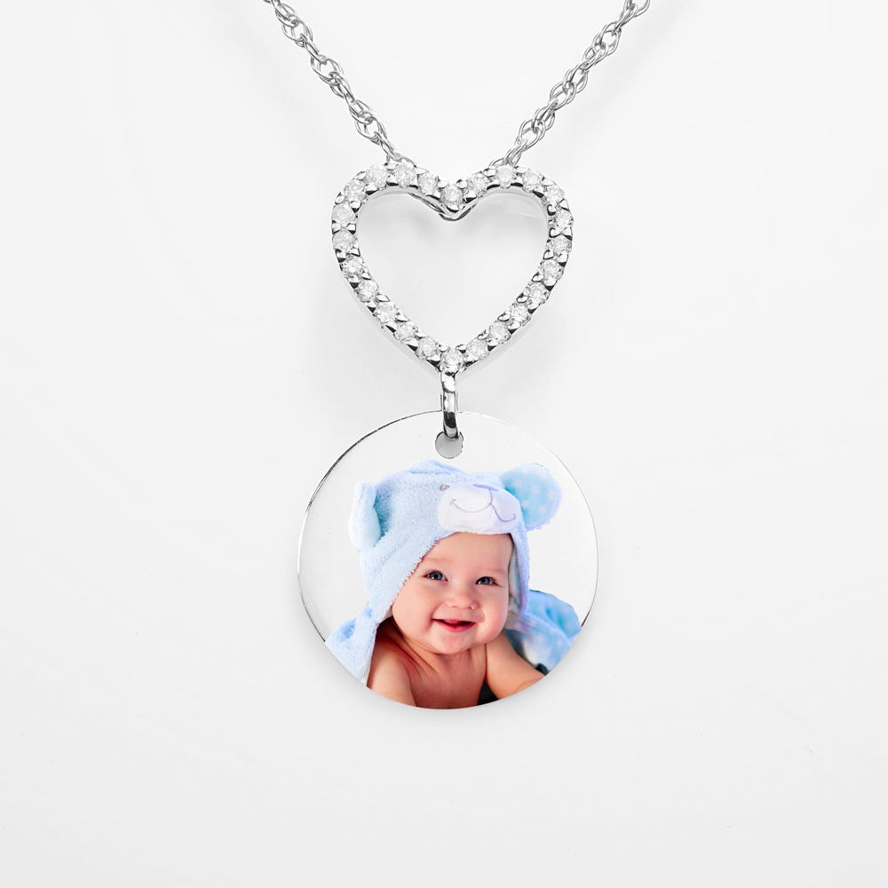 Diamond Encrusted Photo Pendant