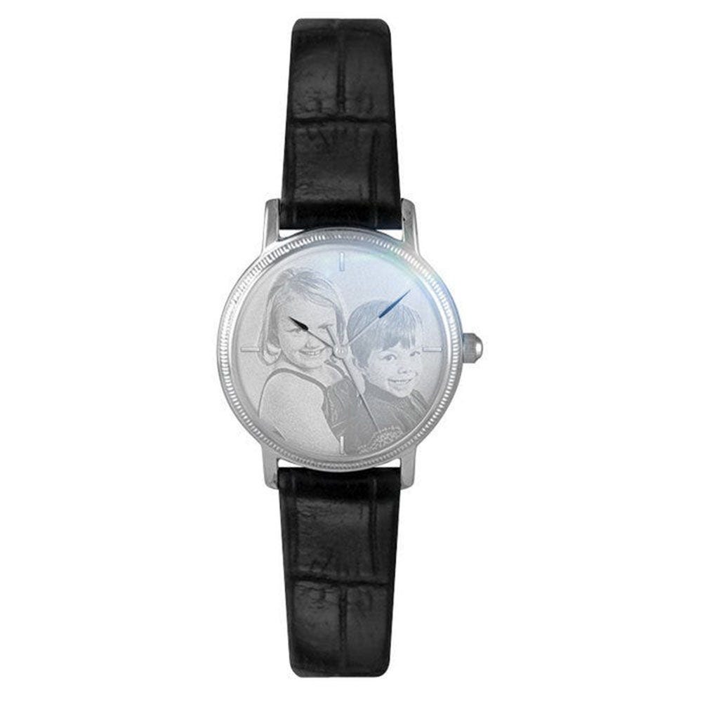 Women's Swiss Photo Laser Watch with Leather Band