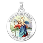 San Cristobal Round Religious Color Medal