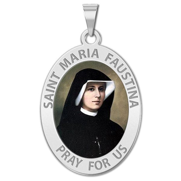 Saint Faustina Oval Color Religious Medal