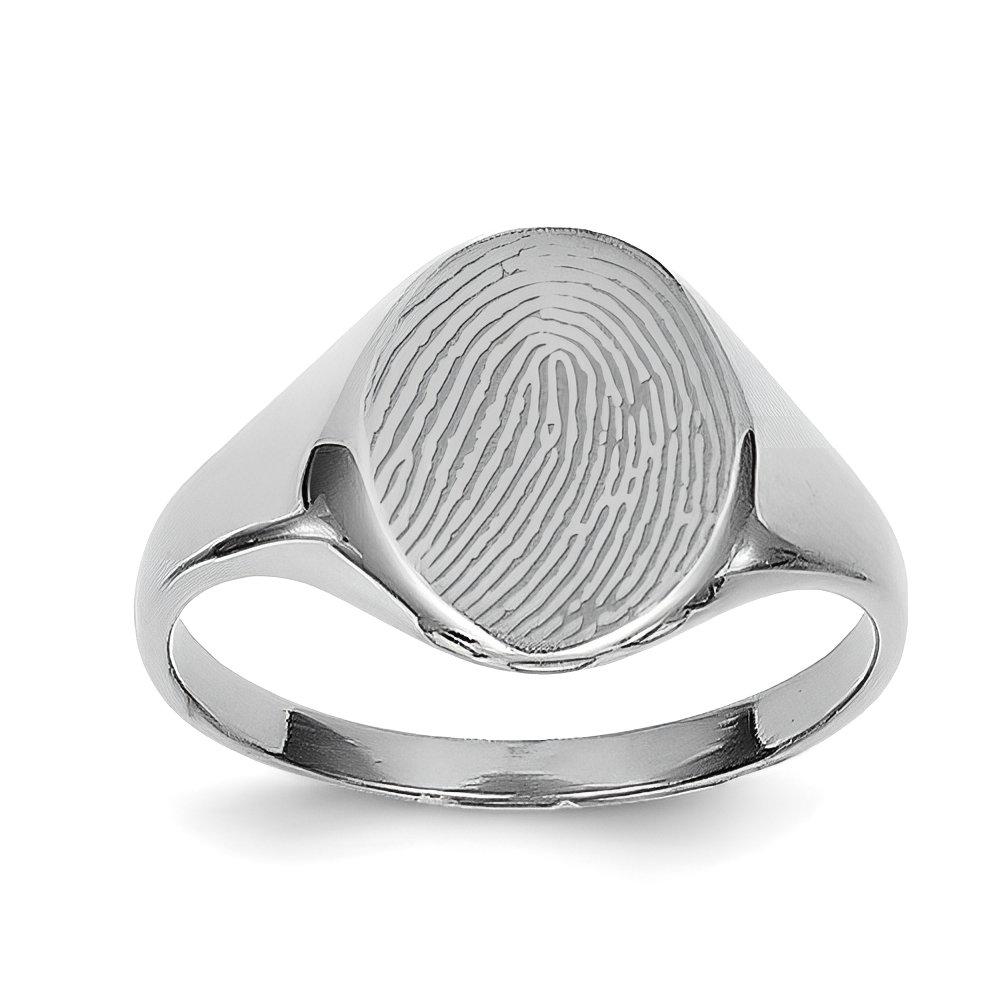 Custom Women's Fingerprint Oval Signet Ring