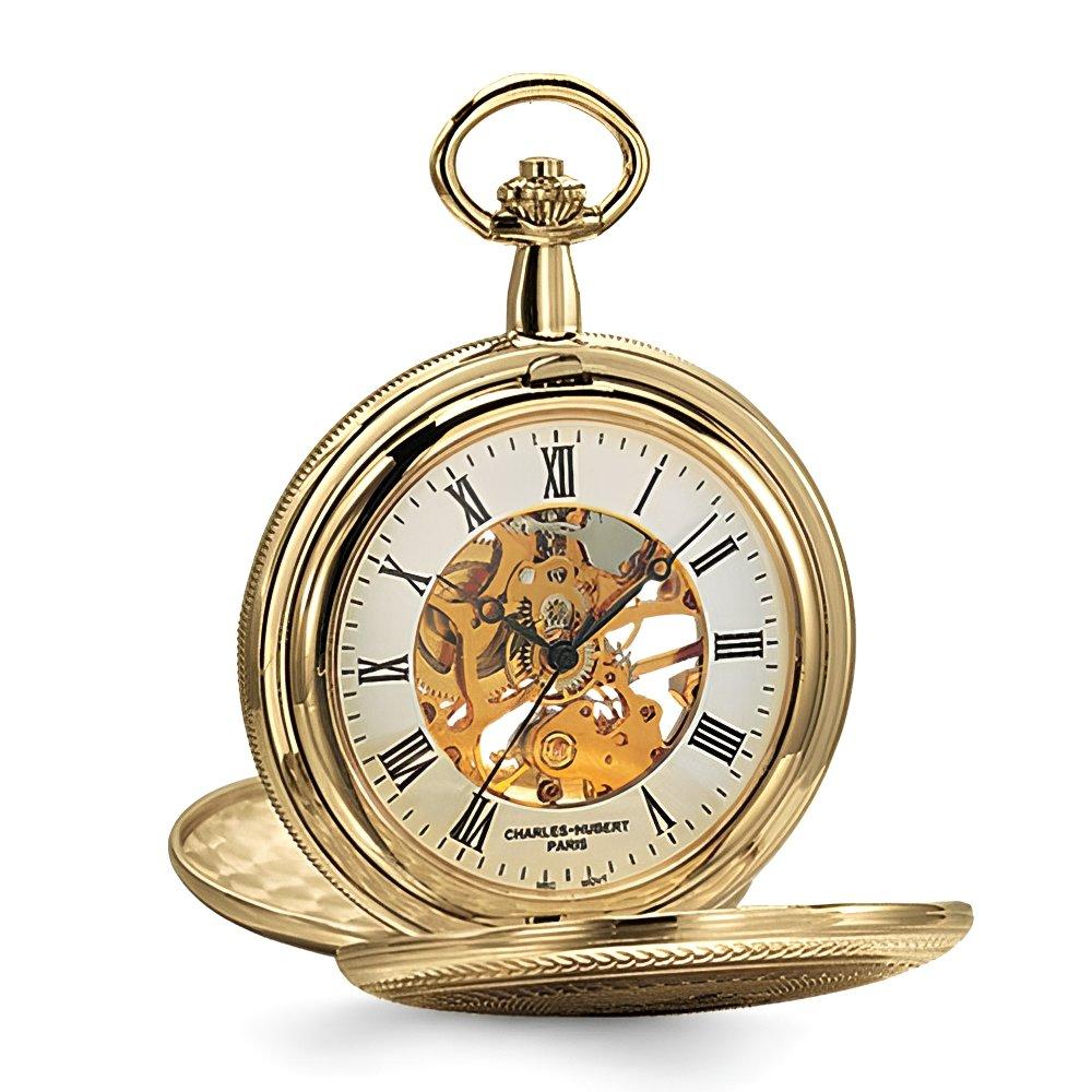 Charles Hubert Gold Tone Two Photo Pocket Watch