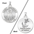 Saint Brendan Double Sided Sailors Round Religious Medal