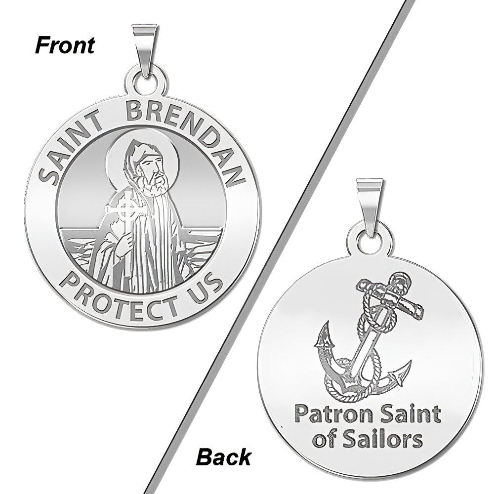 Saint Brendan Double Sided Sailors Round Religious Medal