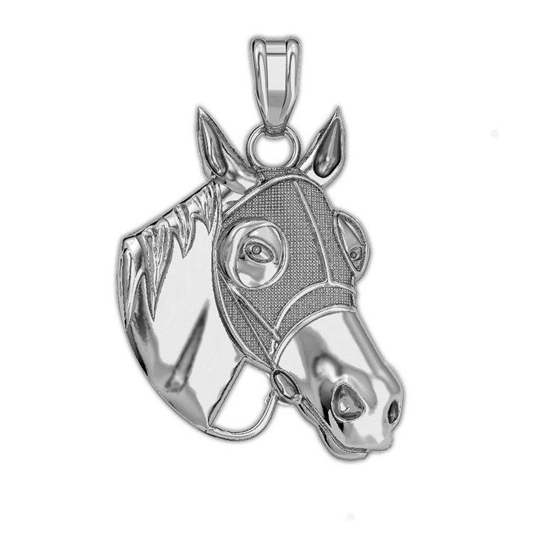 Racehorse with Blinder Mask Horse Pendant