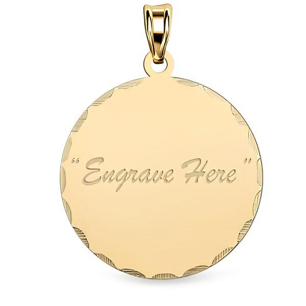 Round with Diamond Cut Edge Engraved Pendant