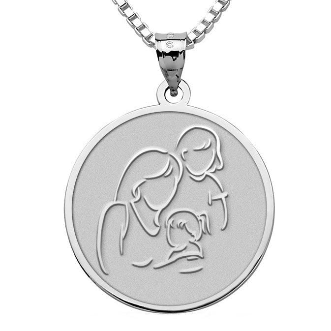 Mother with Two Daughters - Round Pendant