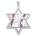 Personalized Star Of David Baseball Enameled Pendant