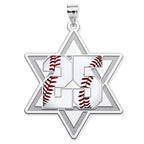 Personalized Star Of David Baseball Enameled Pendant