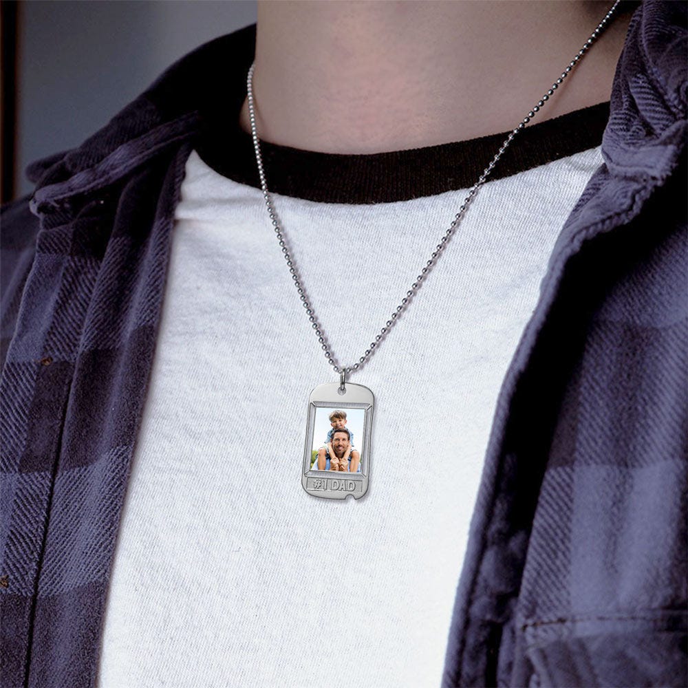 Dog Tag with # 1 Dad Etched