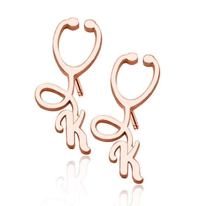 Pair of Nurse Initial Stethoscope Stud Earrings